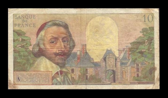 Alternative view of Francia 10 Nuevos Francos Richelieu 1960 Pick 142a S73 Bc/+ F/+