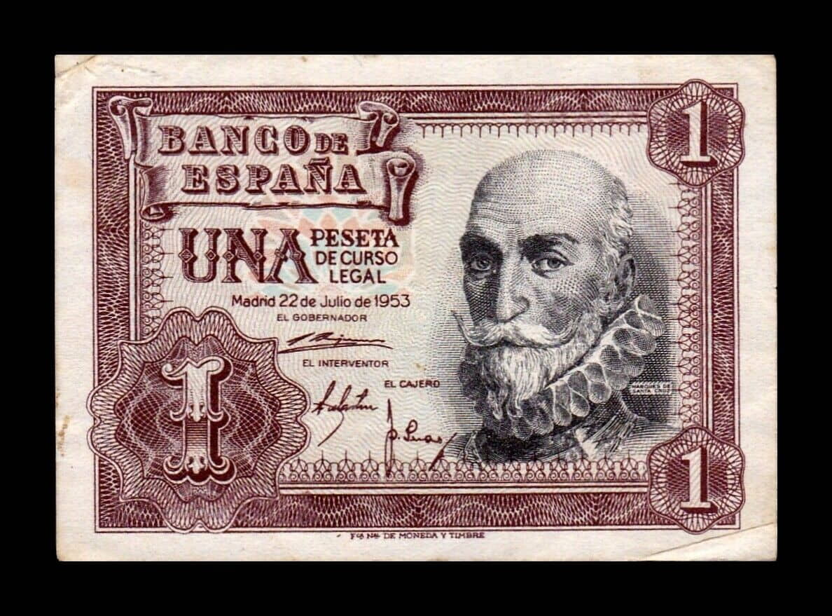 España 1 Peseta Marquéz de Santa Cruz 1953 Pick 144 Bc/Mbc F/Vf