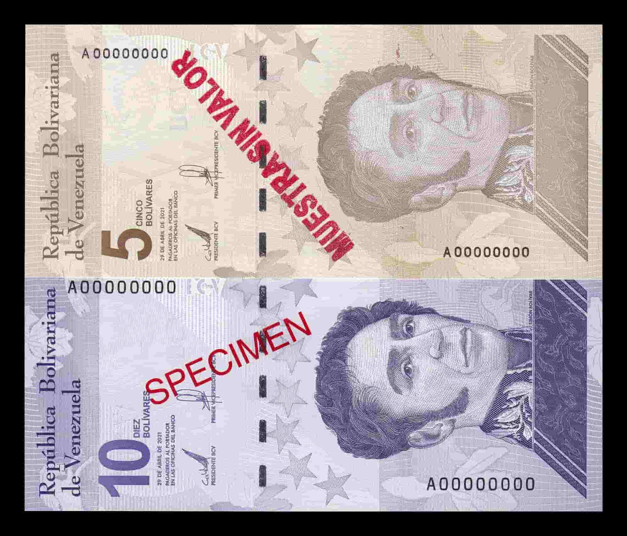 Venezuela Set 5 10 Bolívares Conmemorativo 2021 Pick Nuevo Specimen SC UNC