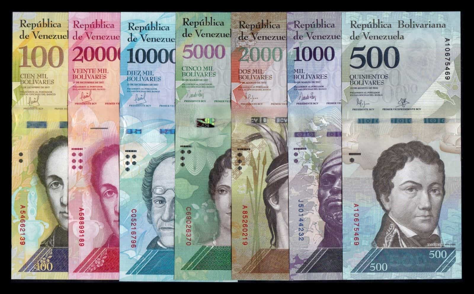 Venezuela Set 500 1000 2000 5000 10000 20000 100000 Bolívares 2016-2017