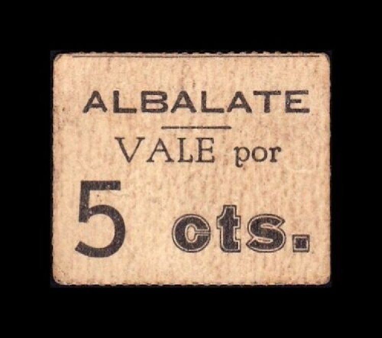España Billete Local Guerra Civil Albalate Teruel 5 Céntimos 1937 MBC VF