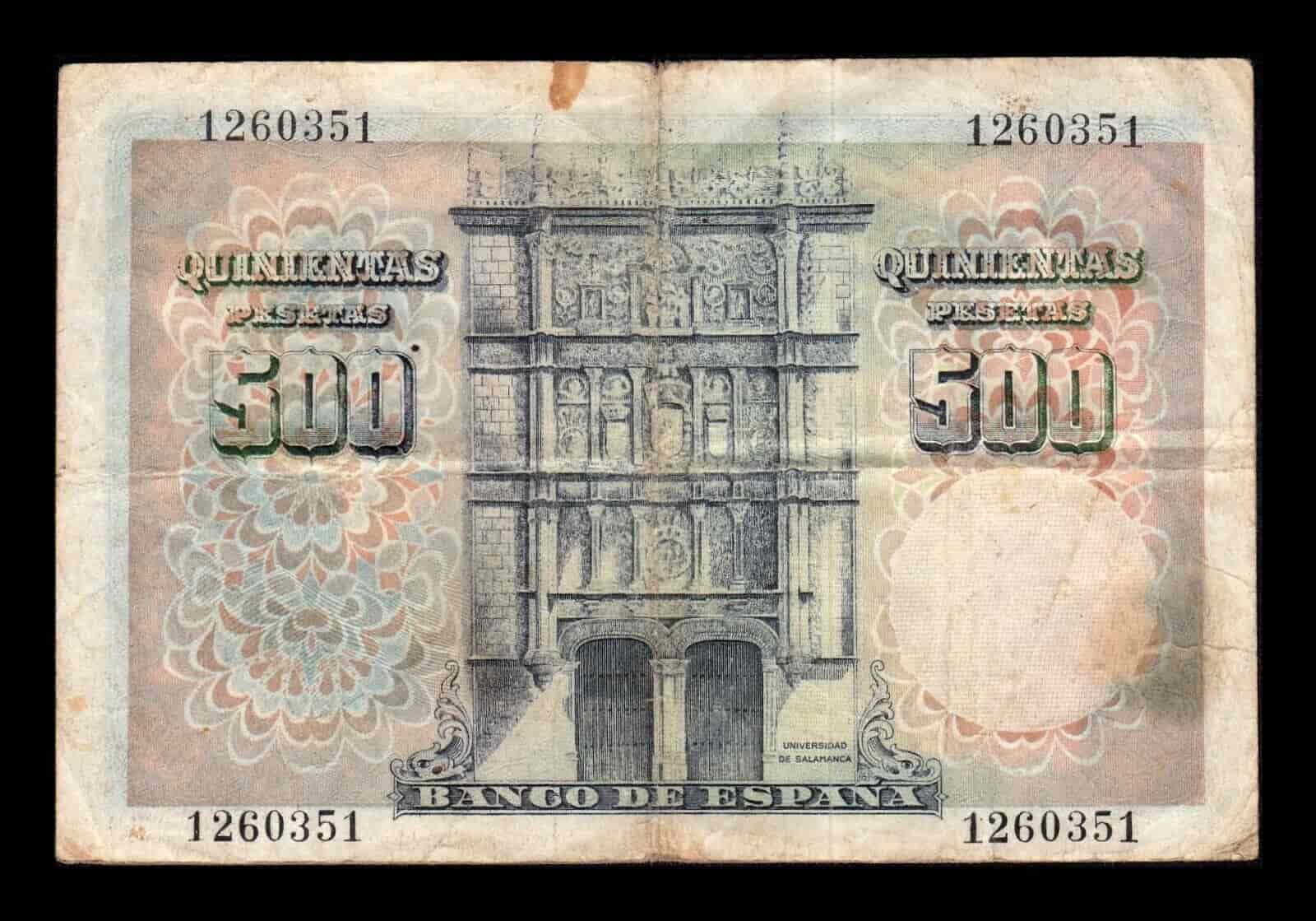 Alternative view of España 500 Pesetas Francisco de Vitoria 1946 Pick 132 BC/+ F/+