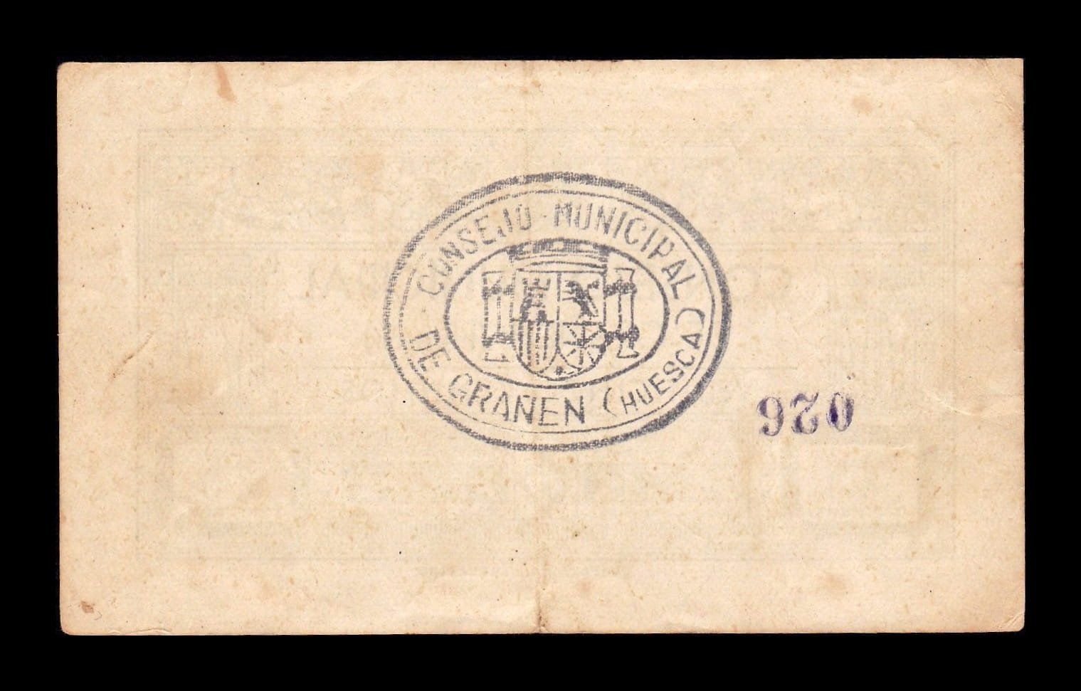 Alternative view of España Billete Local Guerra Civil Grañén Huesca 25 Céntimos 1937 MBC+ VF+