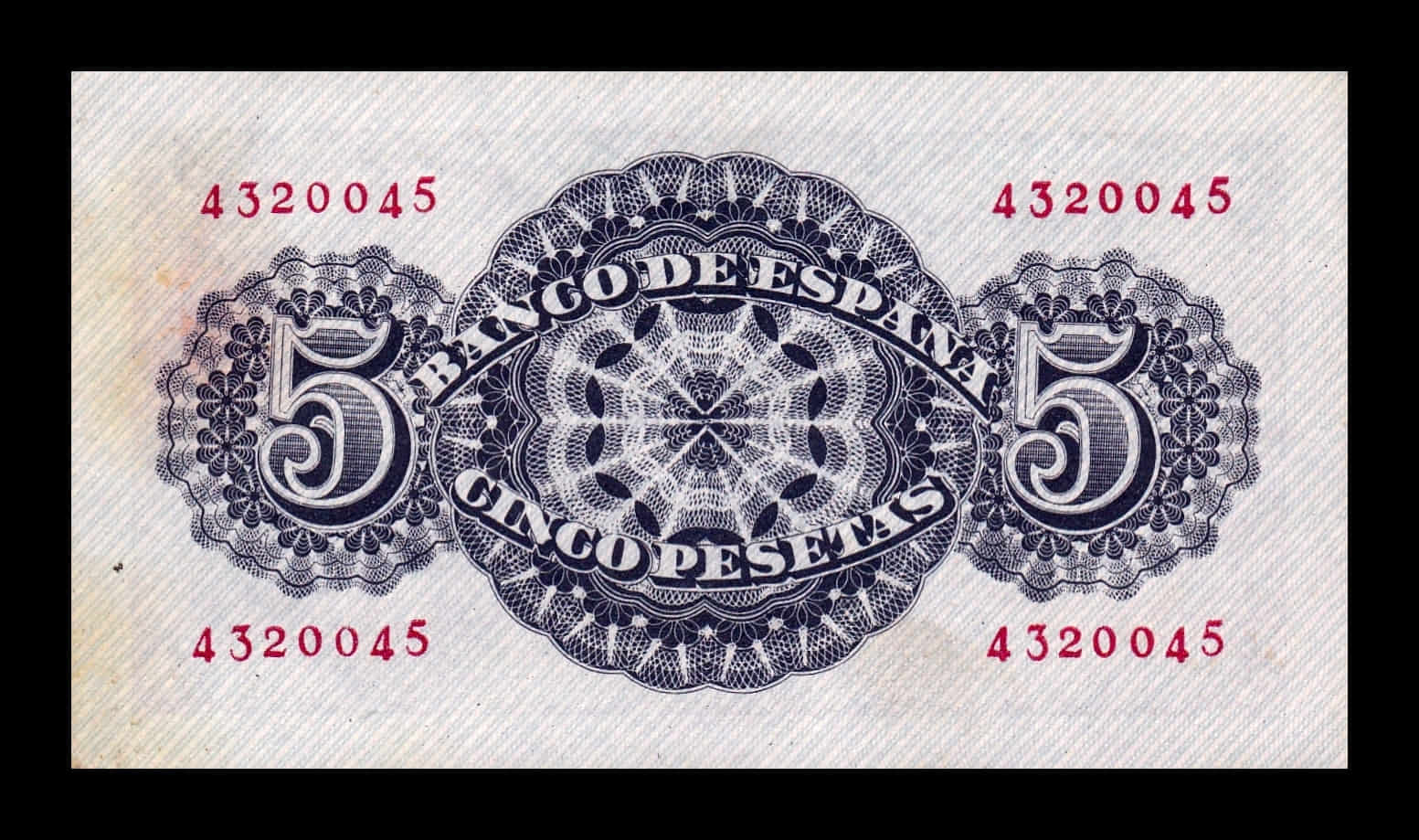 Alternative view of España Spain 5 Pesetas Seneca 1947 Pick 134 Sin serie SC- aUNC