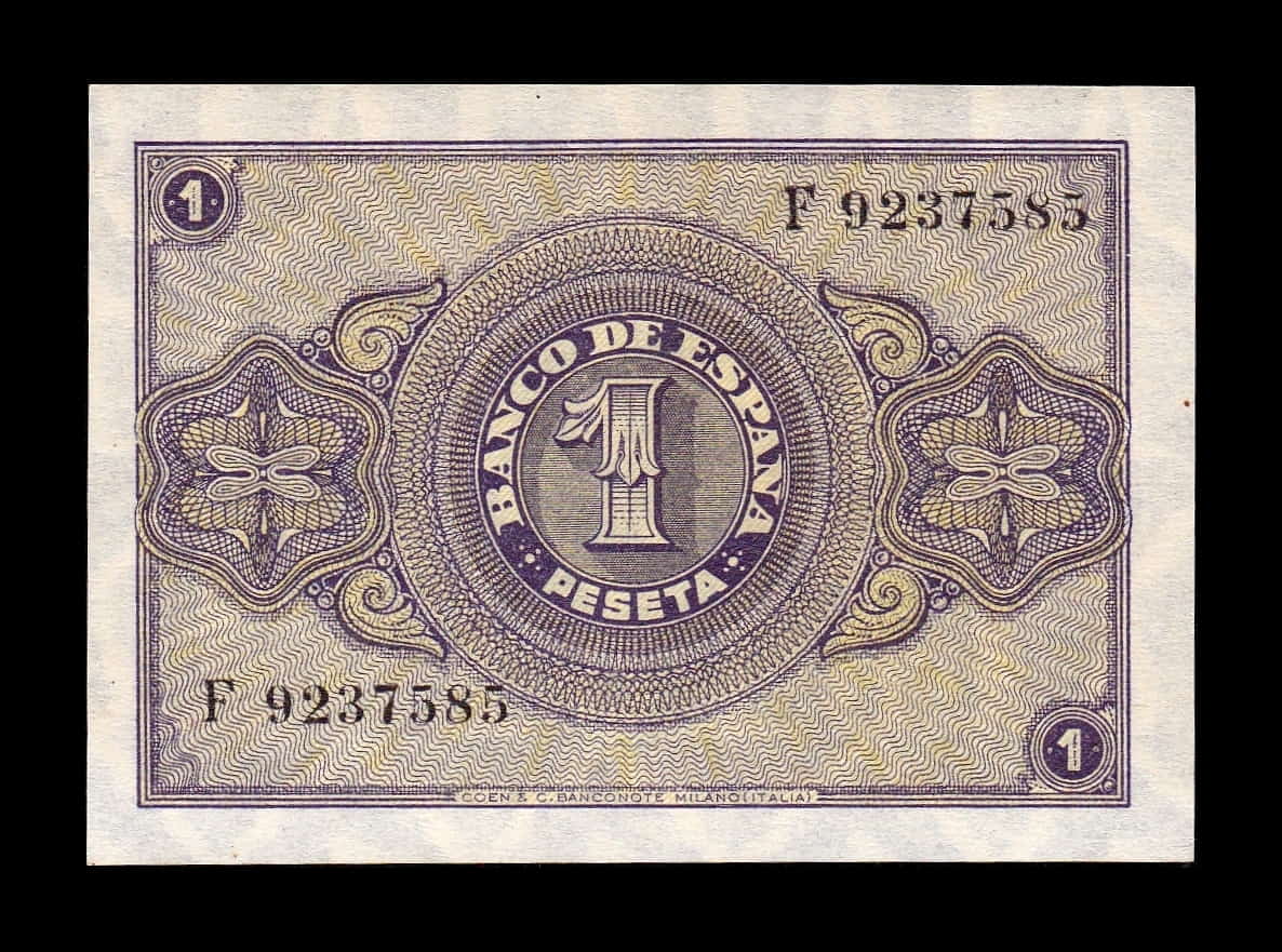 Alternative view of España 1 Peseta Burgos 1937 Pick 104 Serie F SC UNC