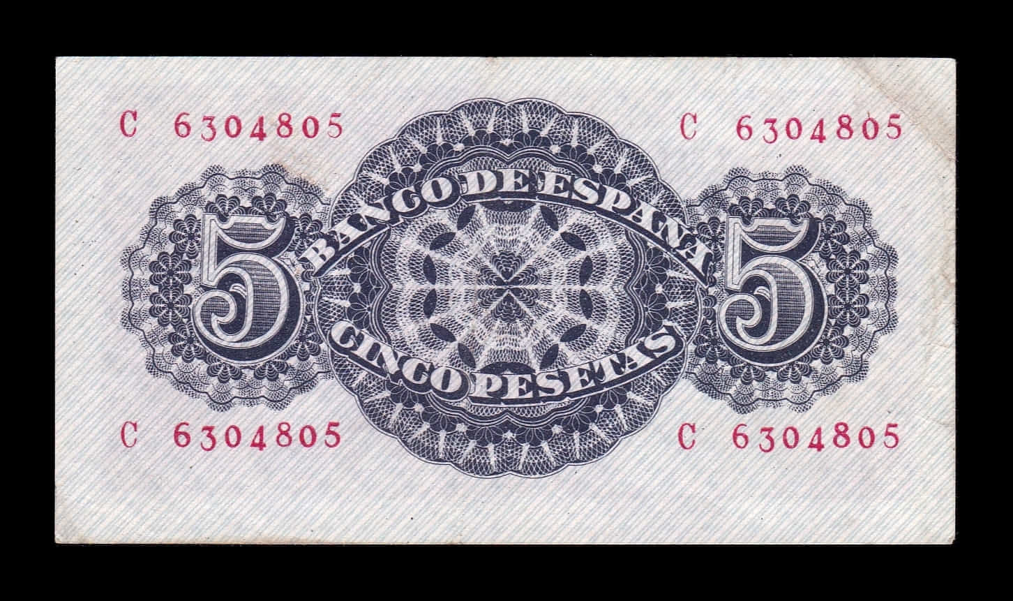 Alternative view of España 5 Pesetas Seneca 1947 Pick 134 Serie C MBC VF