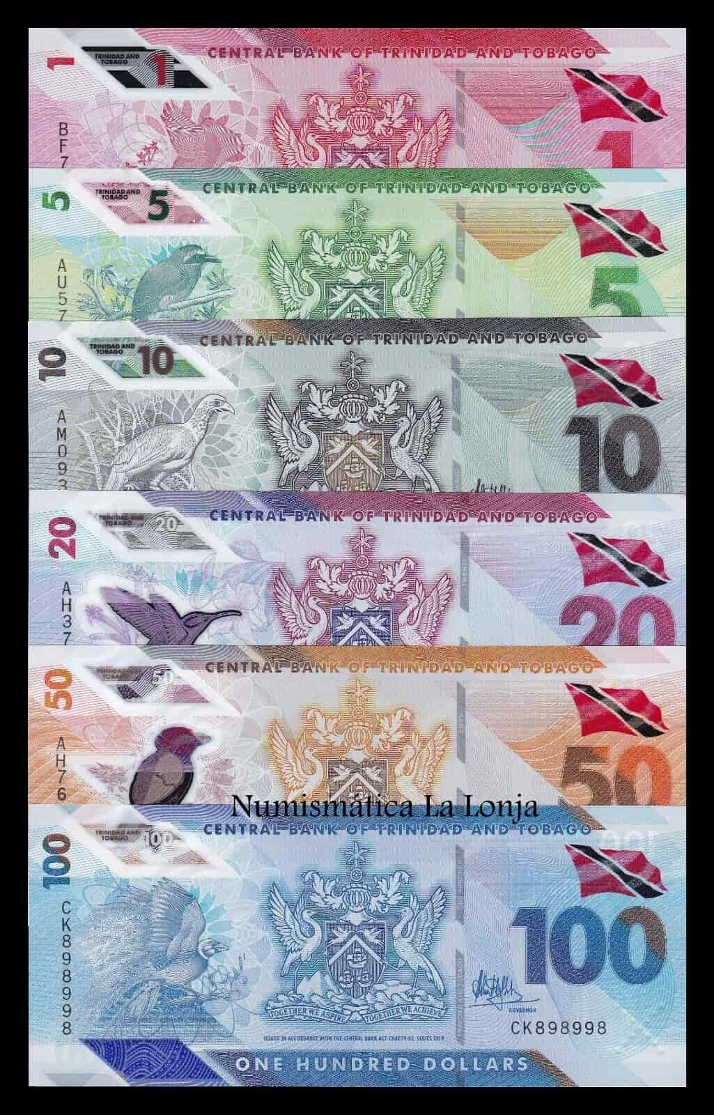 thumbnail image 2 of Trinidad And Tobago Polymer Banknote Set – $1, $5, $10, $20, $50 (2020/2021 Redesign) UNC 2 of 3