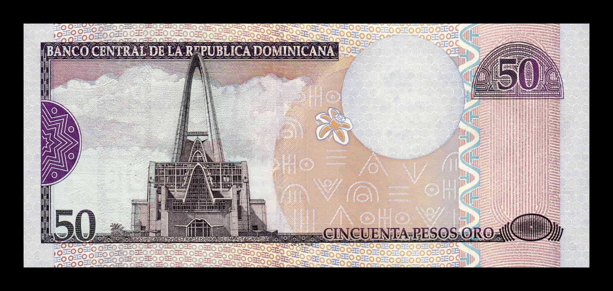 Alternative view of República Dominicana 50 Pesos Oro 2003 Pick 170b Numeración baja 42 Sc Unc