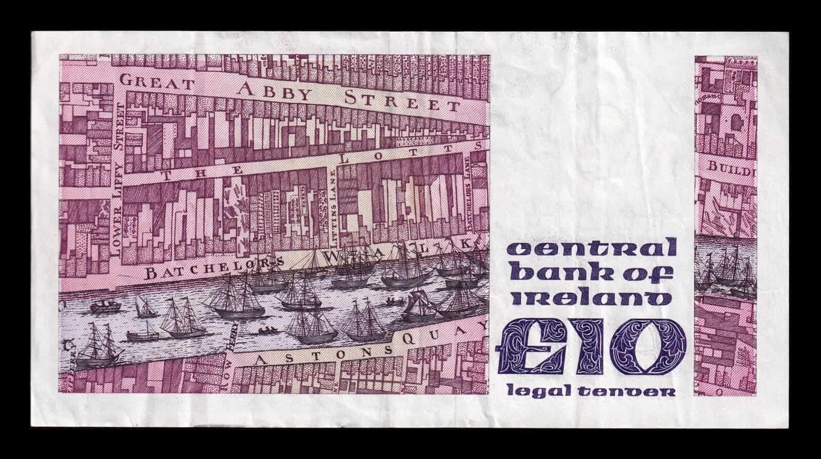 Alternative view of Irlanda 10 Libras Swift 1987 Pick 72b Mbc/Ebc Vf/Xf