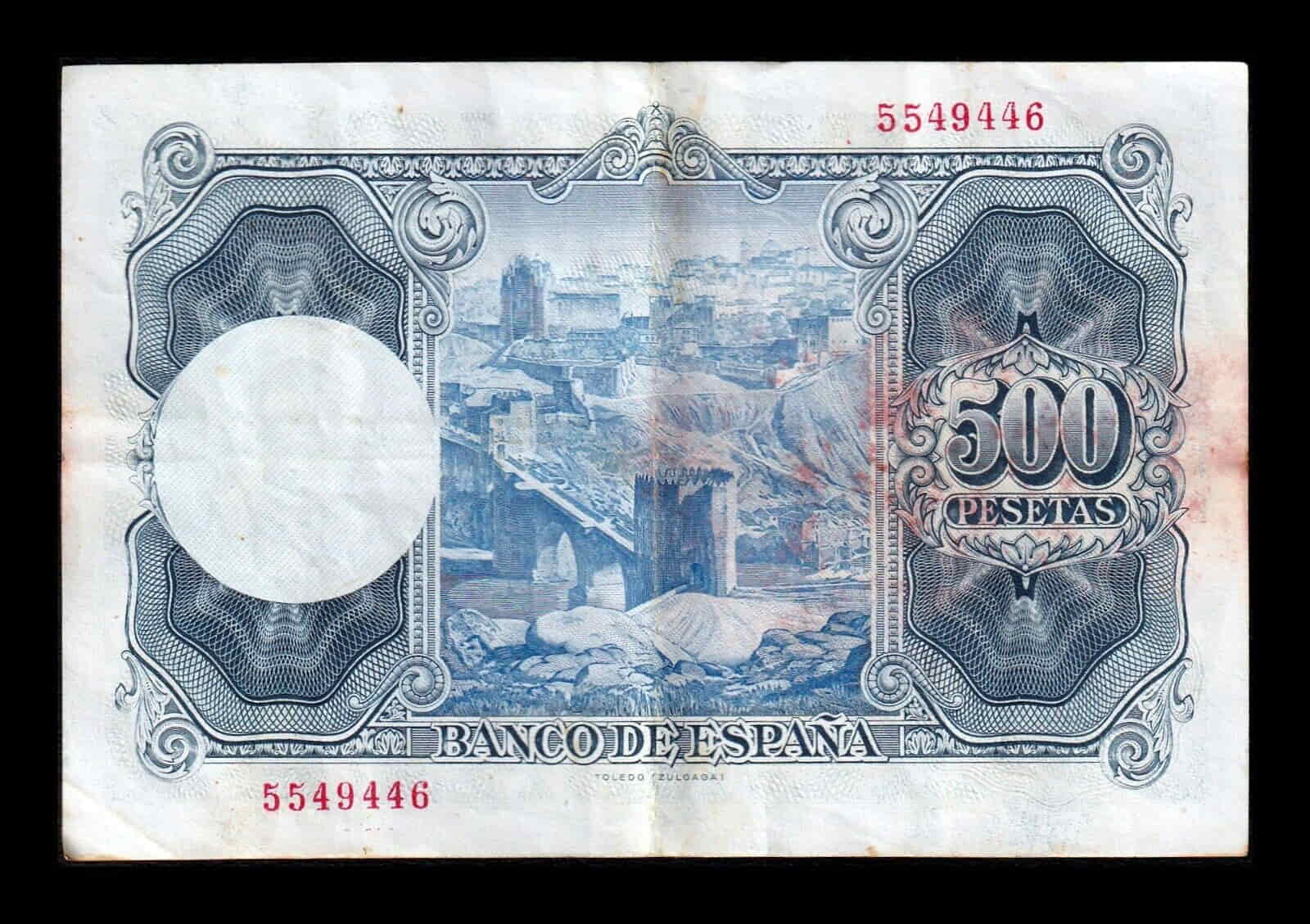 Alternative view of España 500 Pesetas Ignacio Zuloaga 1954 Pick 148 Sin Serie Mbc/+ Vf/+