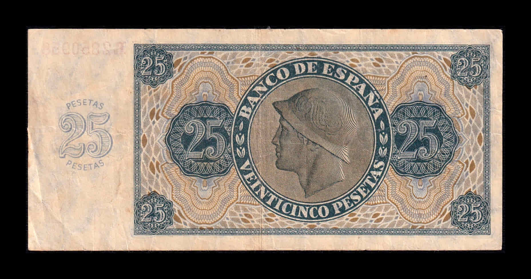 Alternative view of España 25 Pesetas Burgos 1936 Pick 99 Serie R Mbc Vf