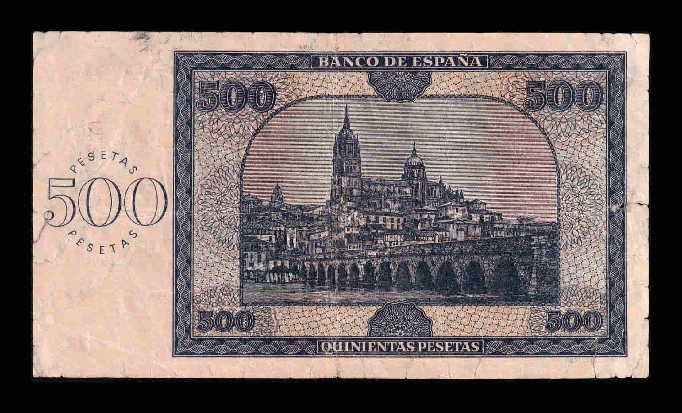 Alternative view of España Spain 500 Pesetas Burgos 1936 Pick 102 Serie B Bc F