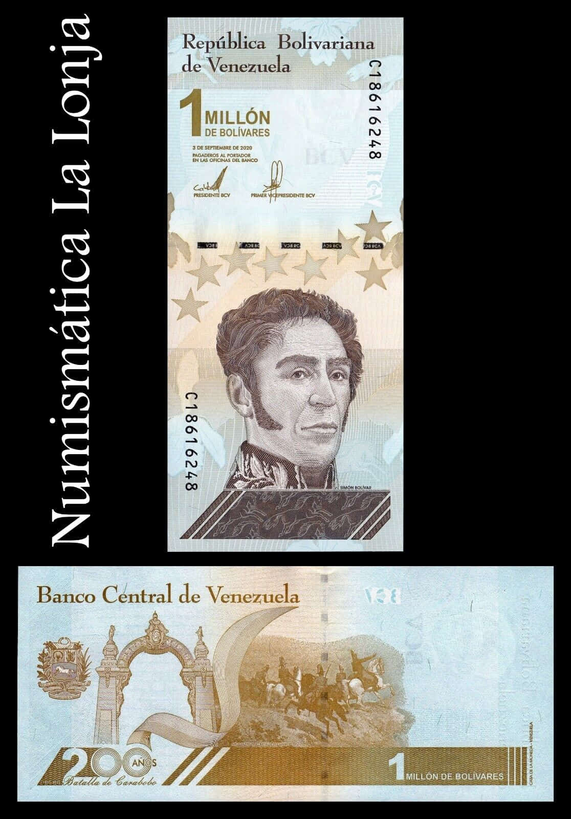 Lot Of 20 Uncirculated 1,000,000 Bolivares Banknotes – Venezuela 2020 P-New