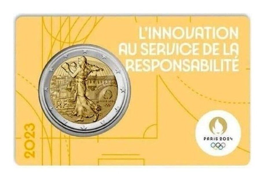 Francia Coincard 2 Euros Conmemorativas Juegos Olimpicos 2023 Km 3130 Sc Unc