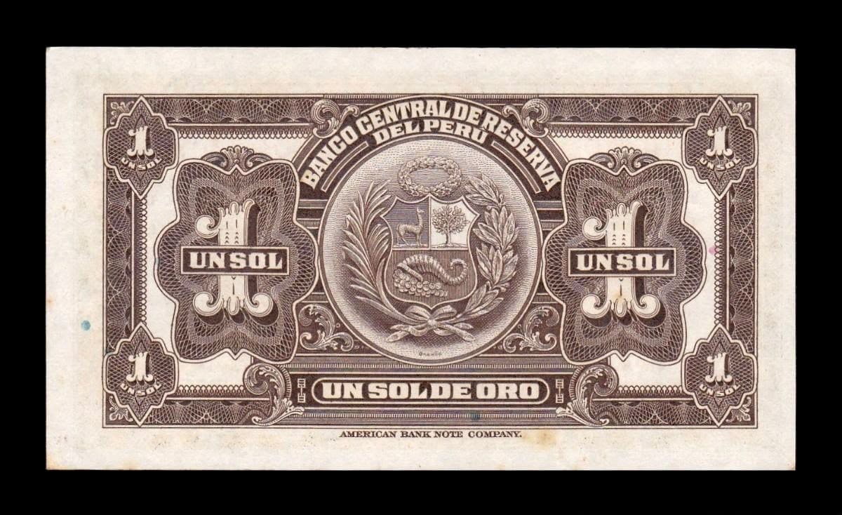 Alternative view of Perú 1 Sol de Oro 1935 Pick 65b Sc Unc