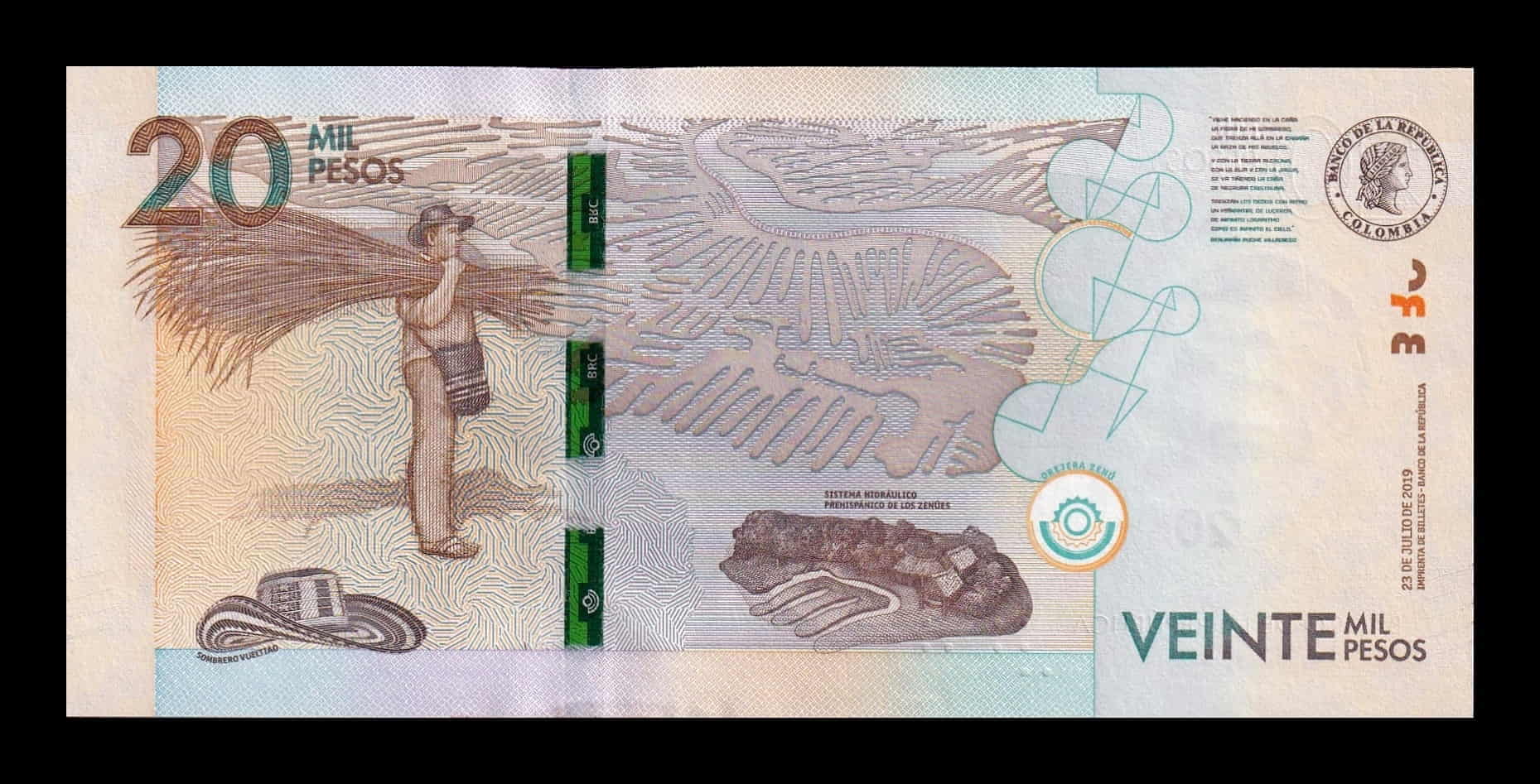 Colombia Lote 10 billetes 20000 Pesos Alfonso López Michelsen 2019 Pick 461e Sc Unc - Imagen 3