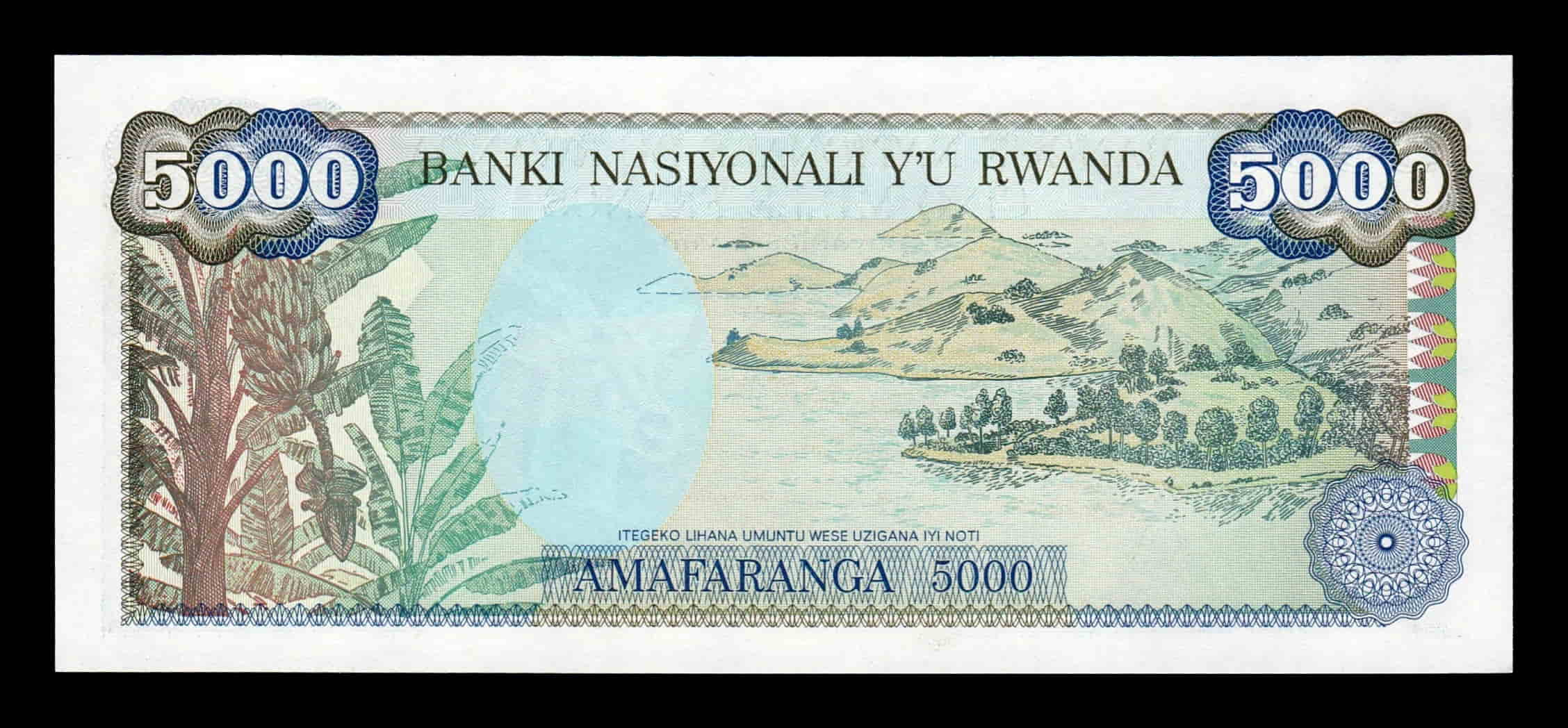 Alternative view of Ruanda 5000 Francos 1988 Pick 22 Sc Unc