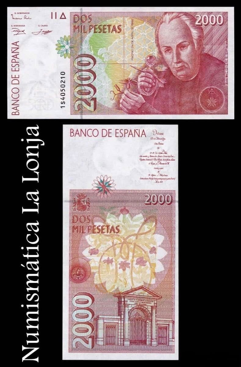 España 2000 Pesetas José Celestino Mutis 1992 (1996) Pick 164 Sc Unc