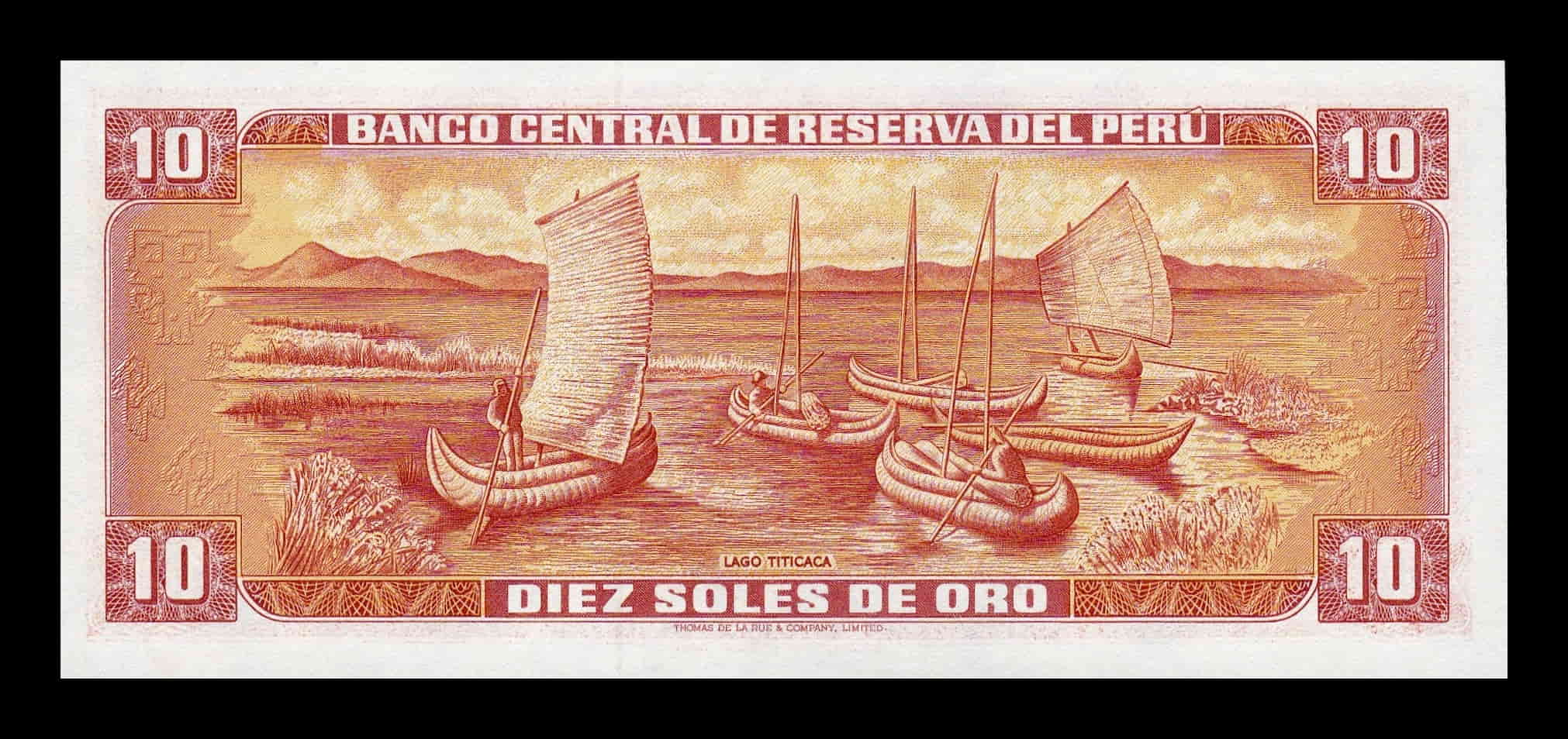 Alternative view of Perú 10 Soles de Oro Garcilaso de la Vega 1976 Pick 112 Sc Unc