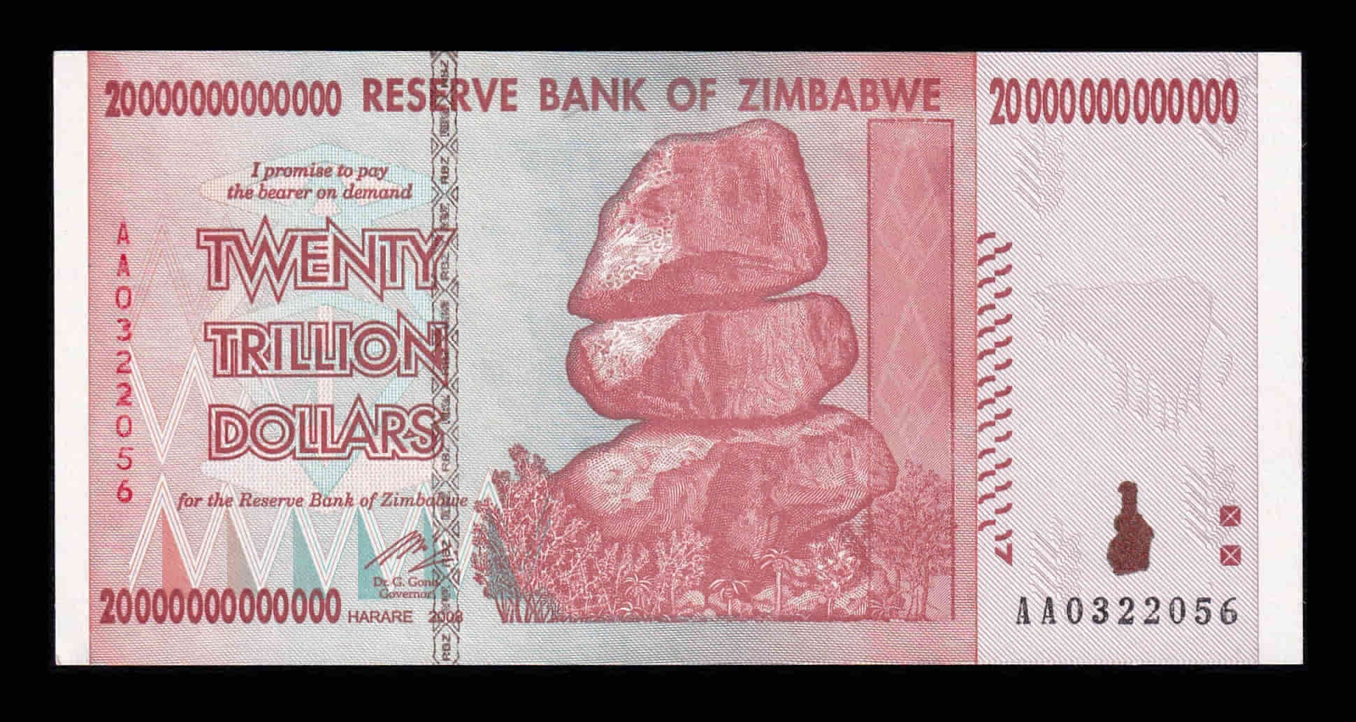 Zimbabwe 20000000000000 20 Trillones de Dólares 2008 Pick 89 Sc Unc