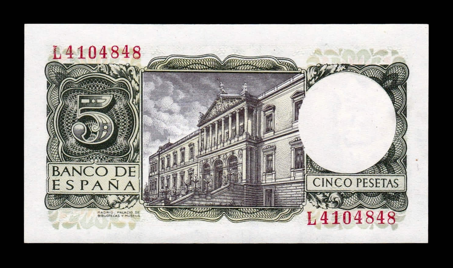 España 5 Pesetas Alfonso X 1954 Pick 146 Serie L Sc Unc - Imagen 2