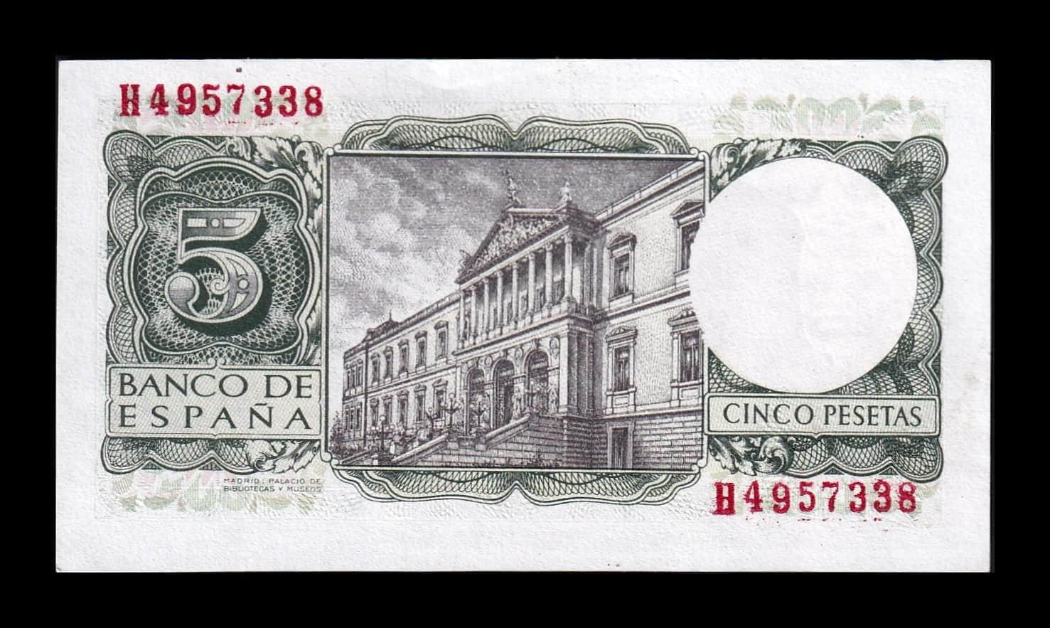España 5 Pesetas Alfonso X 1954 Pick 146 Serie H Sc Unc - Imagen 2