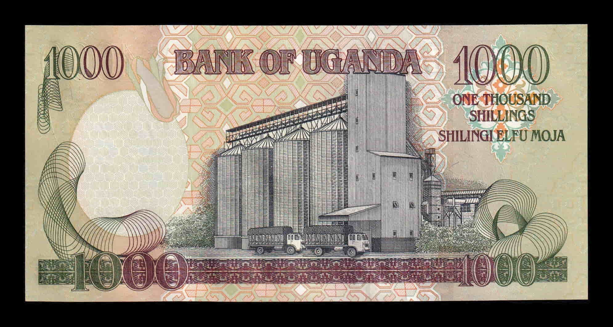 Alternative view of Uganda 1000 Shillings 1996 Pick 36b Sc Unc