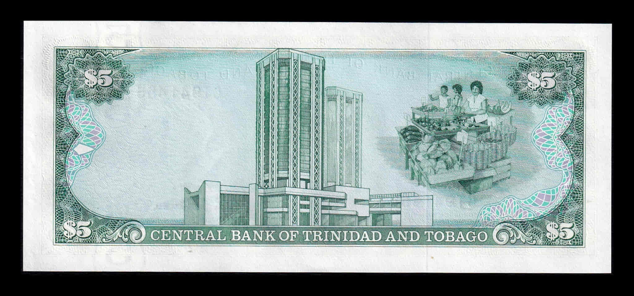Alternative view of Trinidad & Tobago 5 Dólares L.1985 Pick 37d Sc Unc