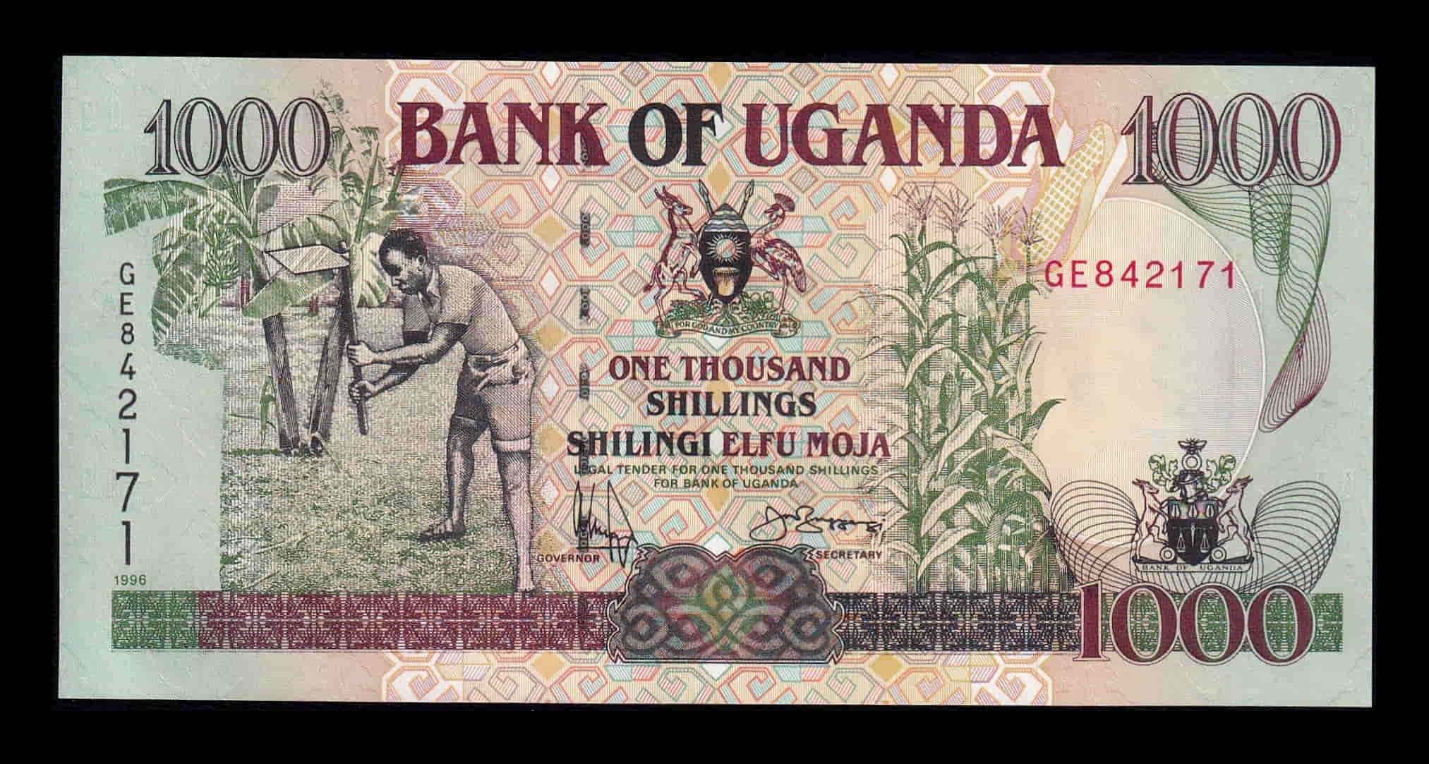 Uganda 1000 Shillings 1996 Pick 36b Sc Unc