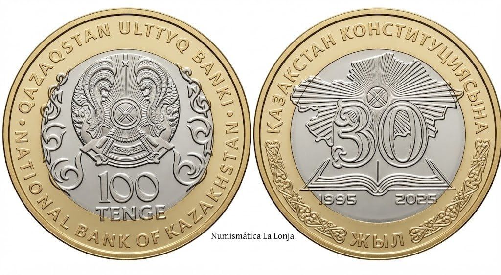 Kazajistán 100 Tenge Conmemorativa 30 años de la Constitución 2025 Km 464 Sc Unc