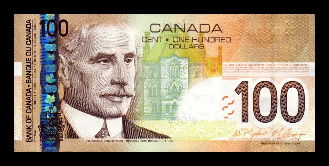Canadá 100 Dólares Sir Robert Borden 2004 (2009) Pick 105d Sc Unc