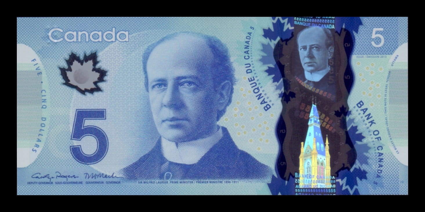 Canadá 5 Dólares Sir Wilfrid Laurier 2013 Pick 106f Polímero Sc Unc
