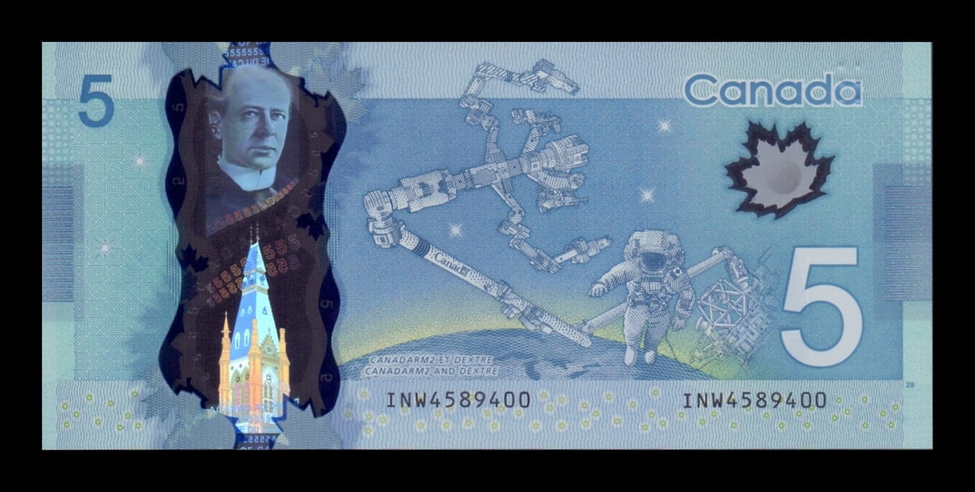 Alternative view of Canadá 5 Dólares Sir Wilfrid Laurier 2013 Pick 106f Polímero Sc Unc