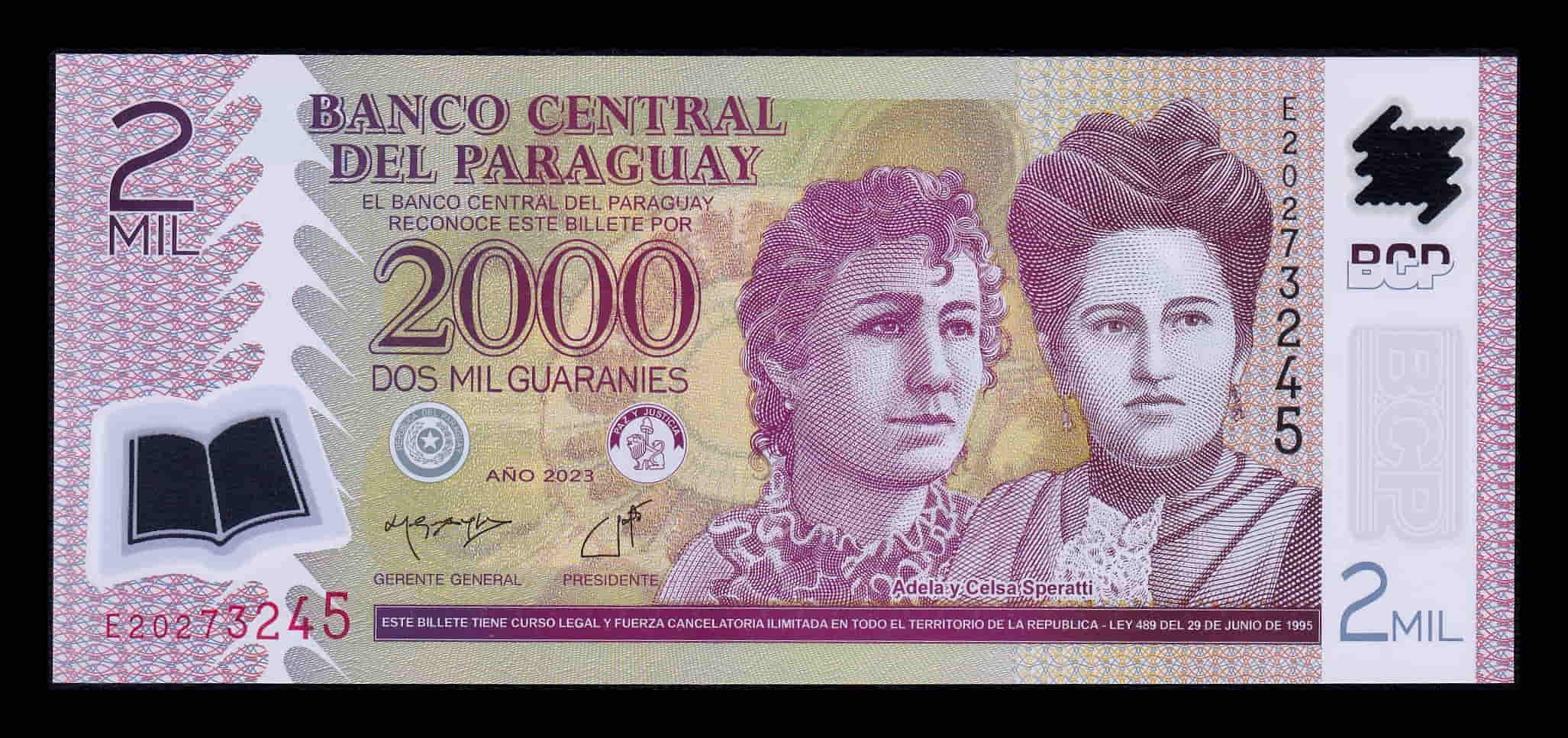 Paraguay 2000 Guaraníes 2023 Pick 228e Polímero Sc Unc