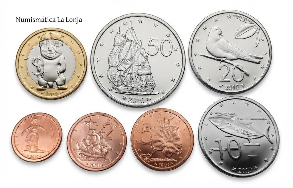 Islas Cook Set 7 monedas 1 2 5 10 20 50 Cents 1 Dólar 2010 Km 756-762 Sc Unc