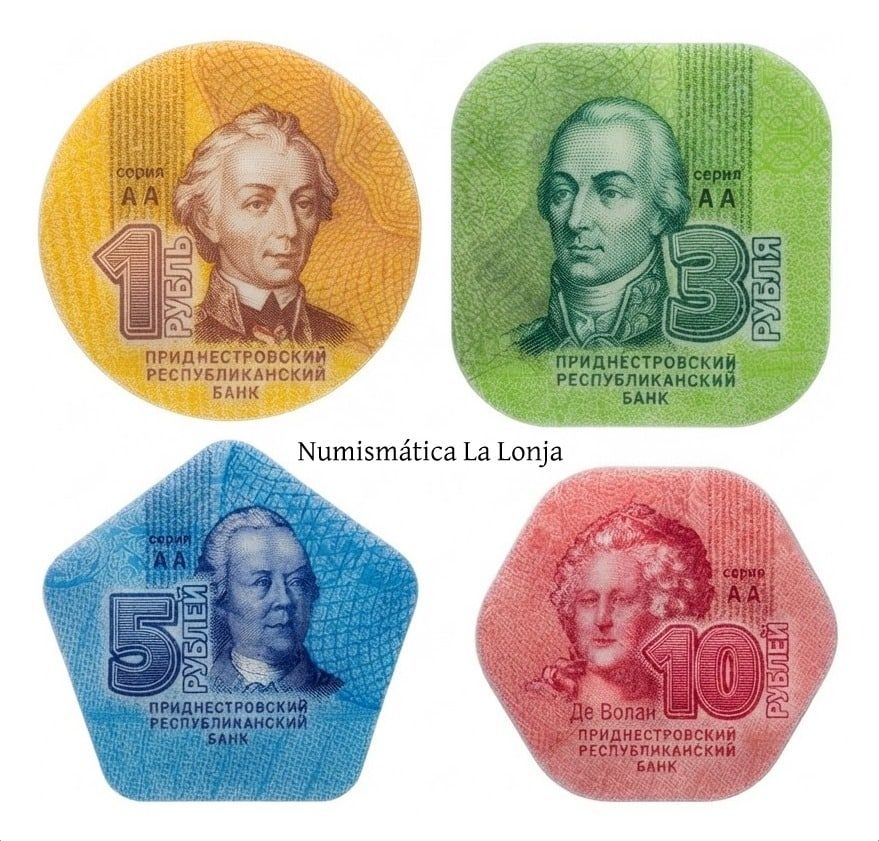 Transnistria Set 4 monedas 1 3 5 10 Rublos 2014 Plástico Sc Unc