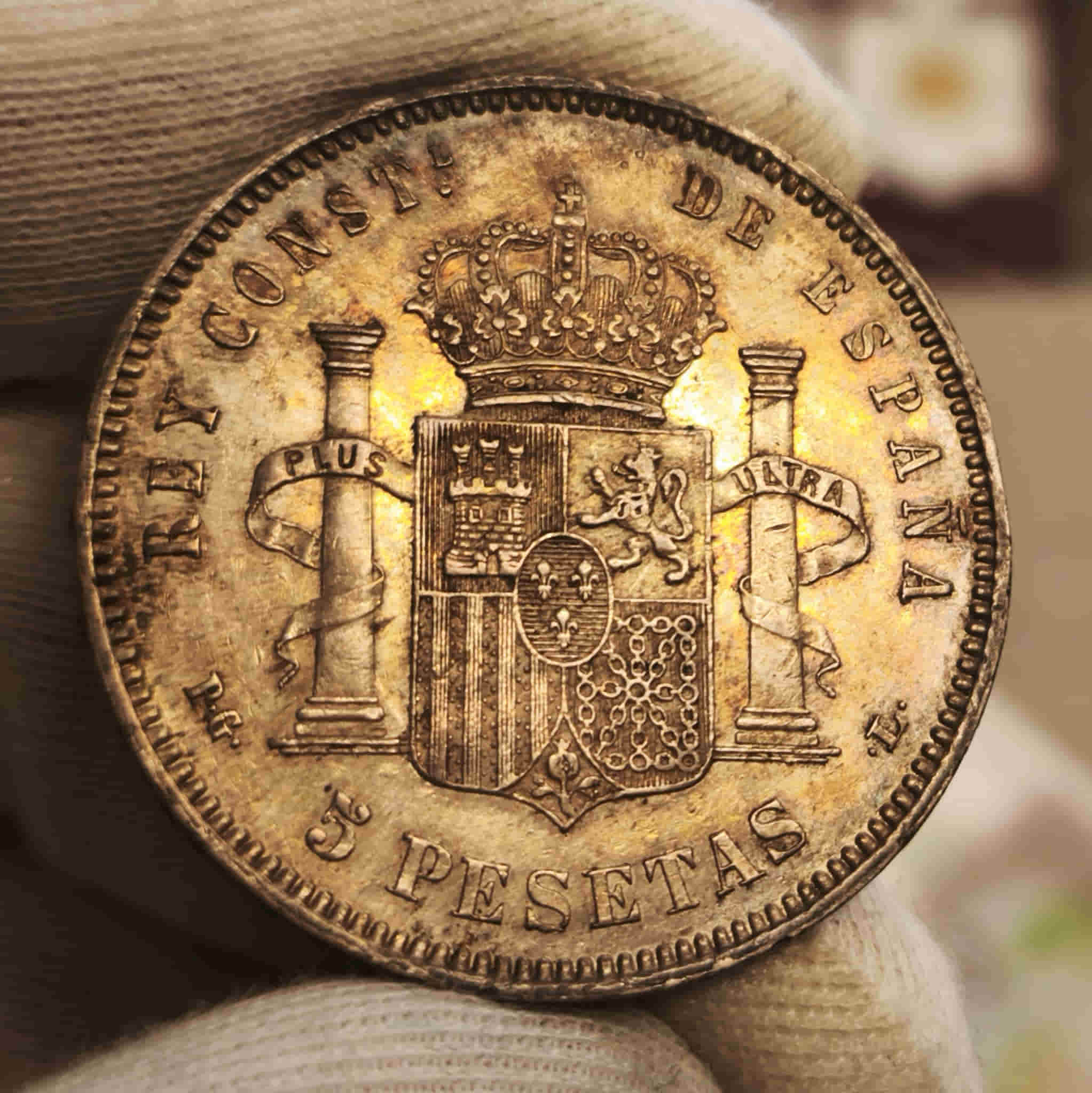 Alternative view of España Duro 5 Pesetas Alfonso XIII 1893 *93 PGL Km 700 Plata Ebc Xf