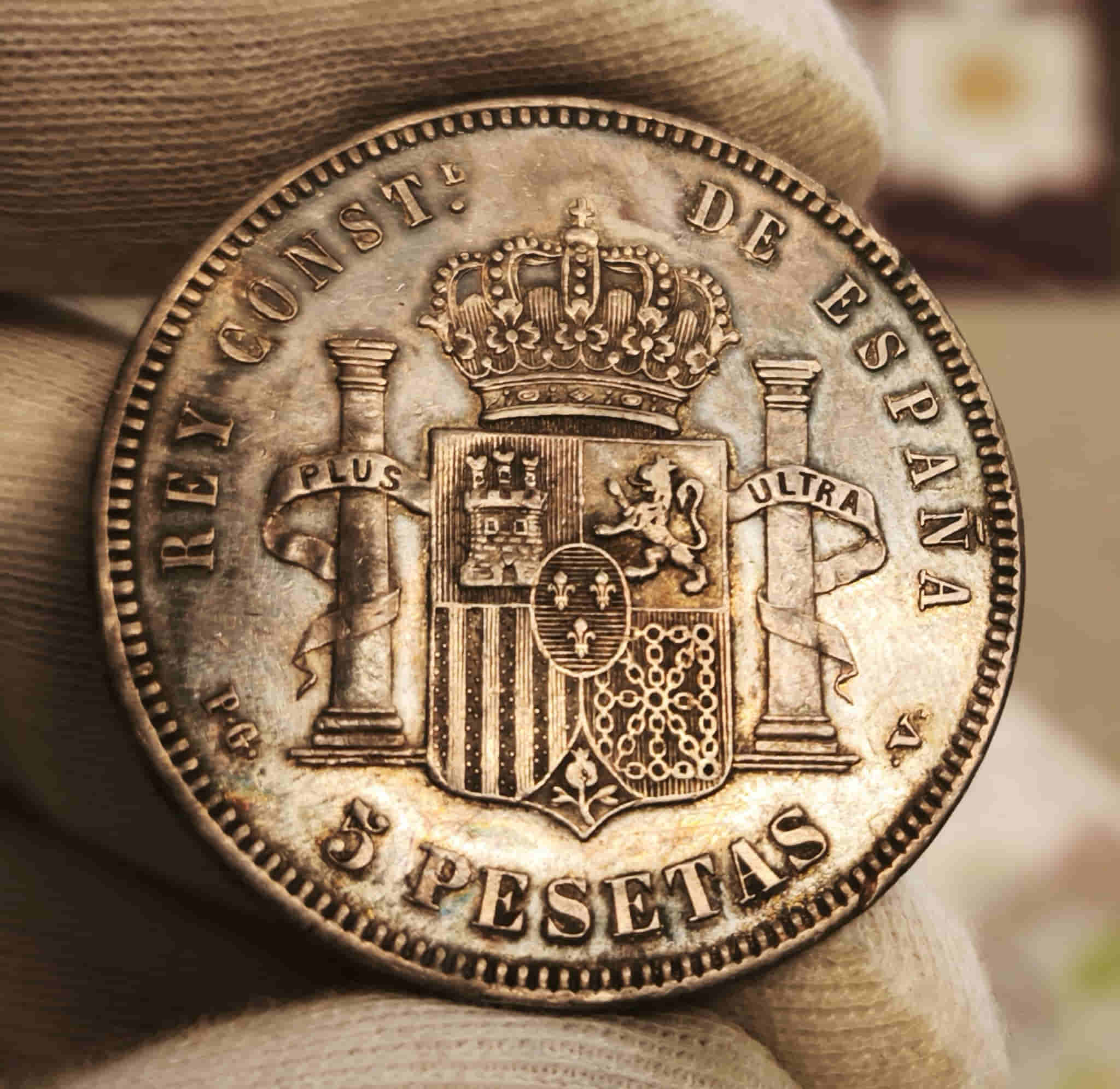 Alternative view of España Duro 5 Pesetas Alfonso XIII 1894 *94 PGV Km 700 Plata Mbc+ Vf+