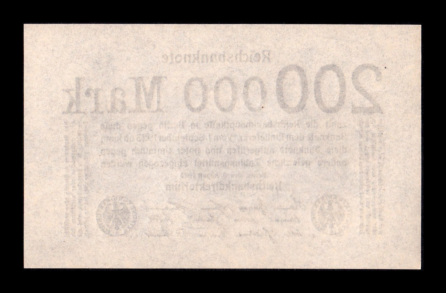 Alternative view of Alemania 200000 Mark 1923 Pick 100(2) Sc Unc