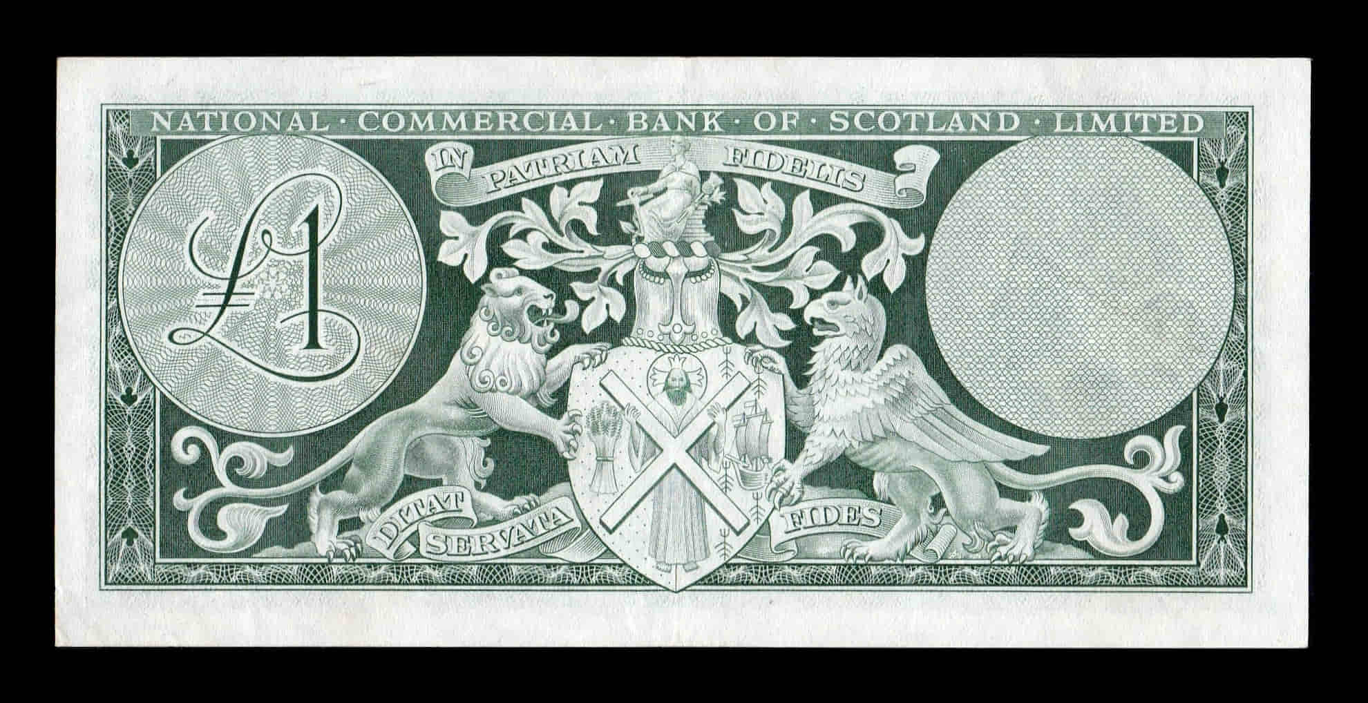 Alternative view of Escocia National Commercial Bank 1 Libra 1964 Pick 269a Ebc Xf