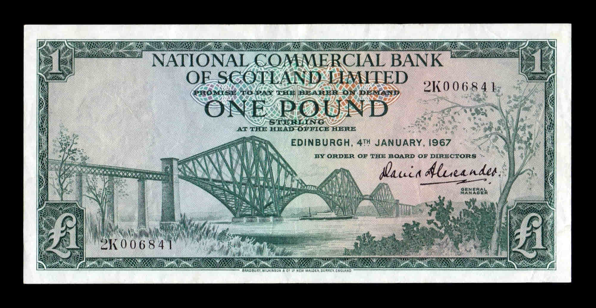 Escocia National Commercial Bank 1 Libra 1967 Pick 271 Ebc Xf