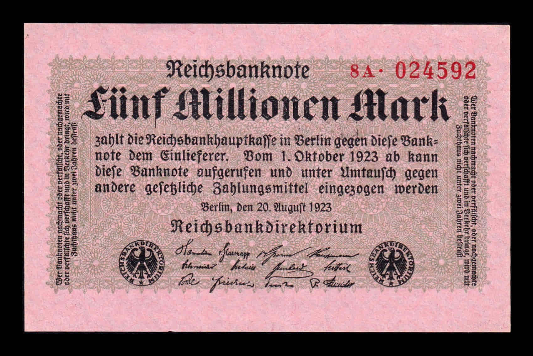 Alemania 5000000 Marcos 1923 Pick 105 Sc Unc