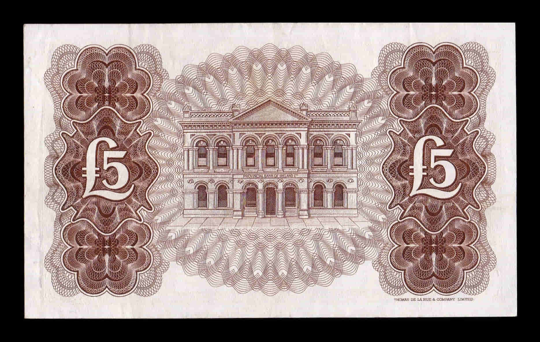 Alternative view of Irlanda del Norte Provincial Bank of Ireland 5 Libras 1972 Pick 246 Mbc/+ Vf/+