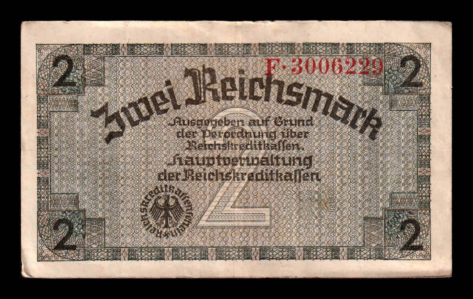 Alemania Nazi III Reich 2 Reichsmark 1940 Pick R137 Mbc Vf