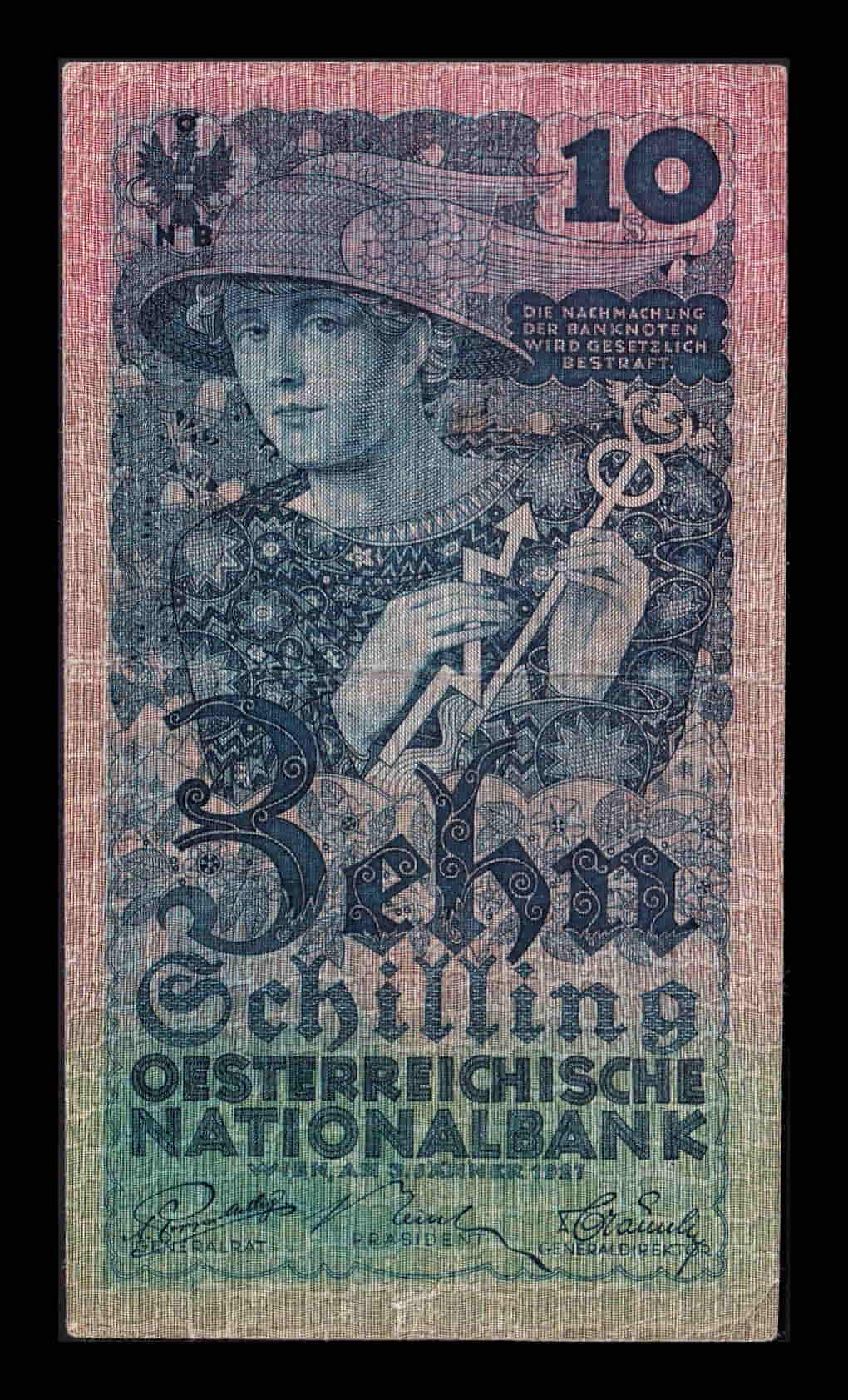 Austria 10 Chelines 1927 Pick 94 Mbc Vf