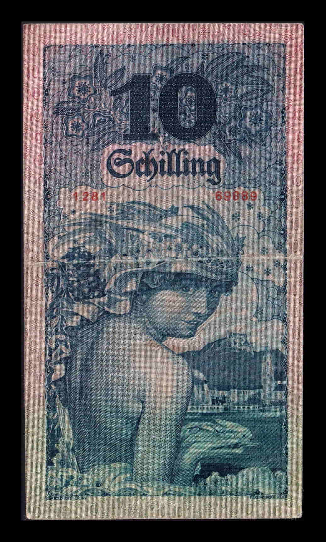 Alternative view of Austria 10 Chelines 1927 Pick 94 Mbc Vf