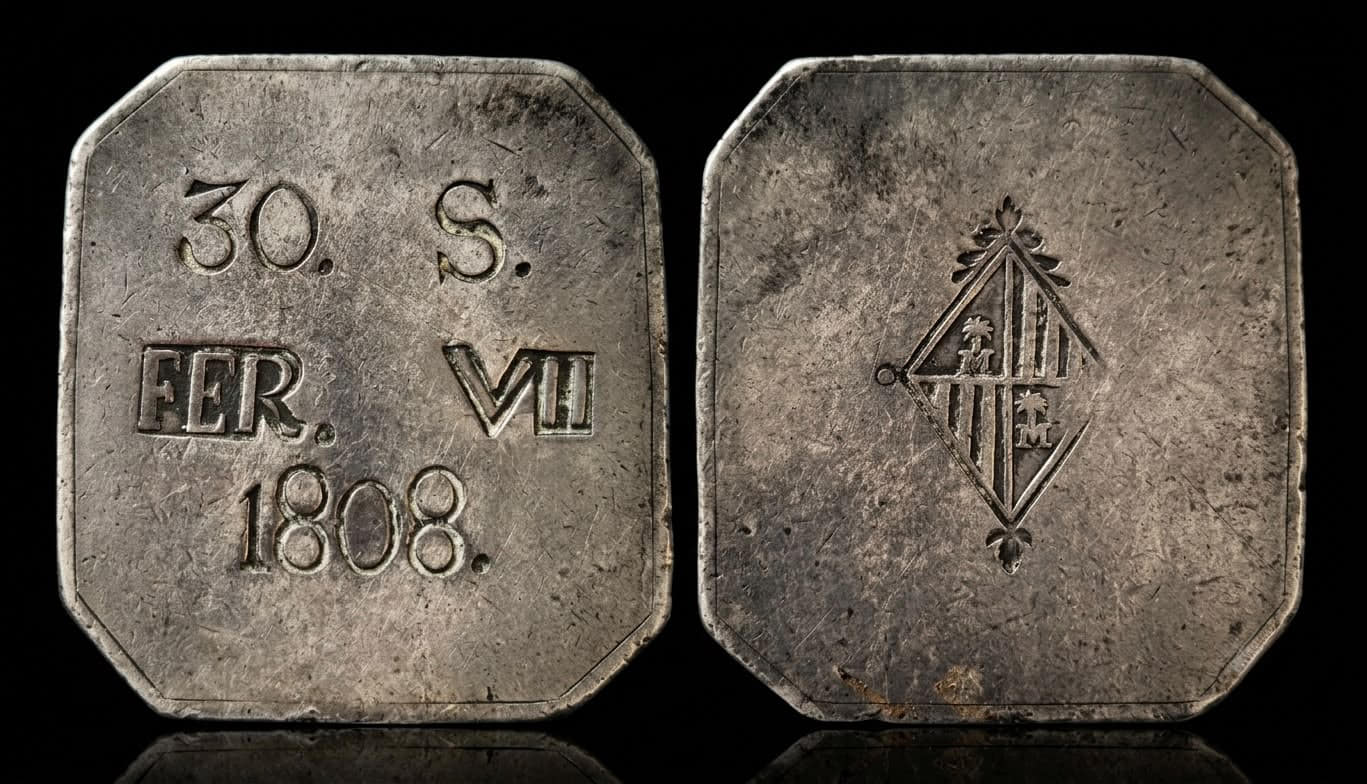 España Fernando VII - 30 Sous 1808 Mallorca Cal# 519 Plata