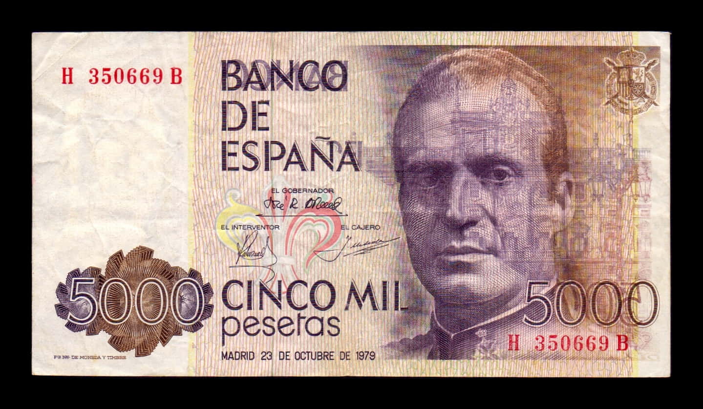 España Error 5000 Pesetas Juan Carlos I 1979 Pick 160 Serie H-B Mbc Vf