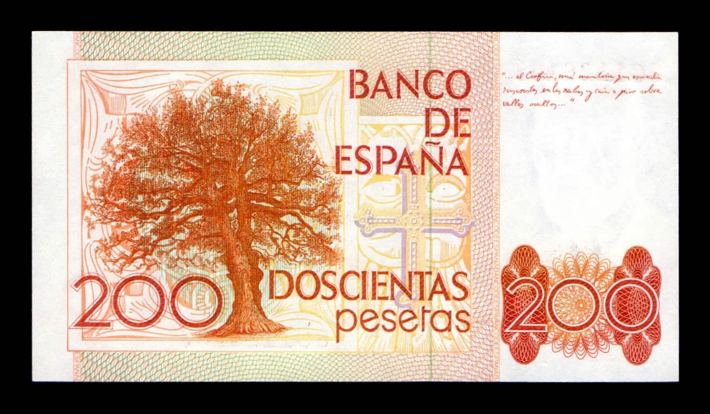 Alternative view of España 200 Pesetas L. Alas Clarín 1980 Pick 156 Serie Especial 8C Sc Unc