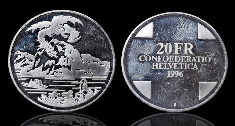 Suiza 20 Francos Dragón 1996 Km 77 Plata Ebc Xf